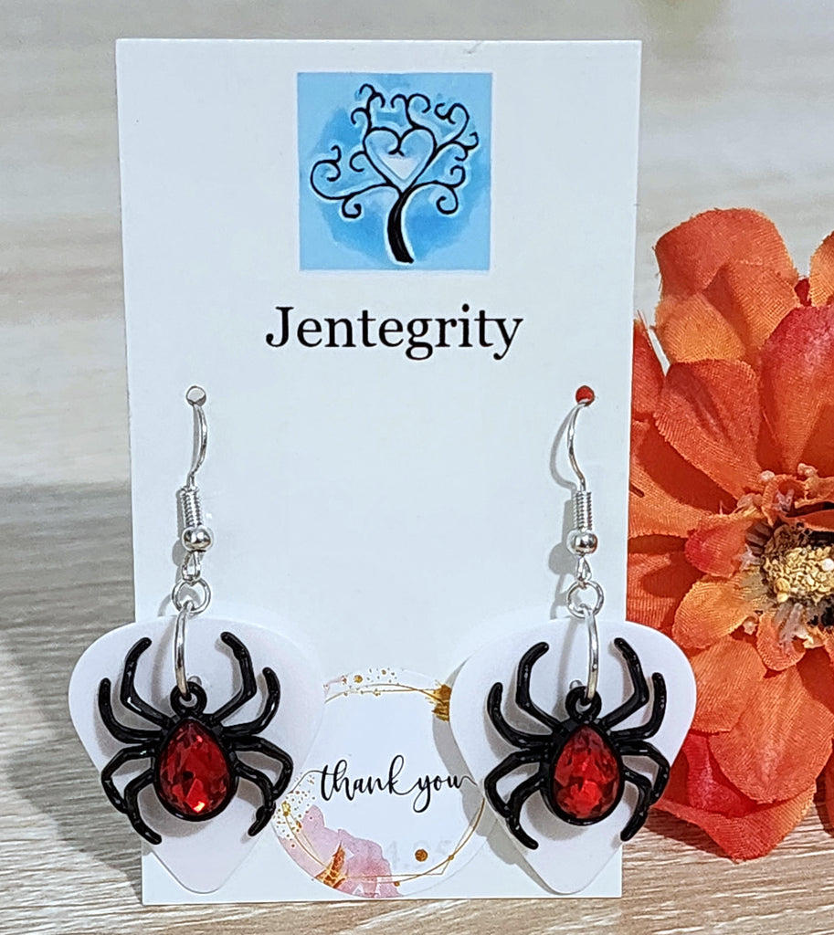 Guitar Pick Spider Earrings