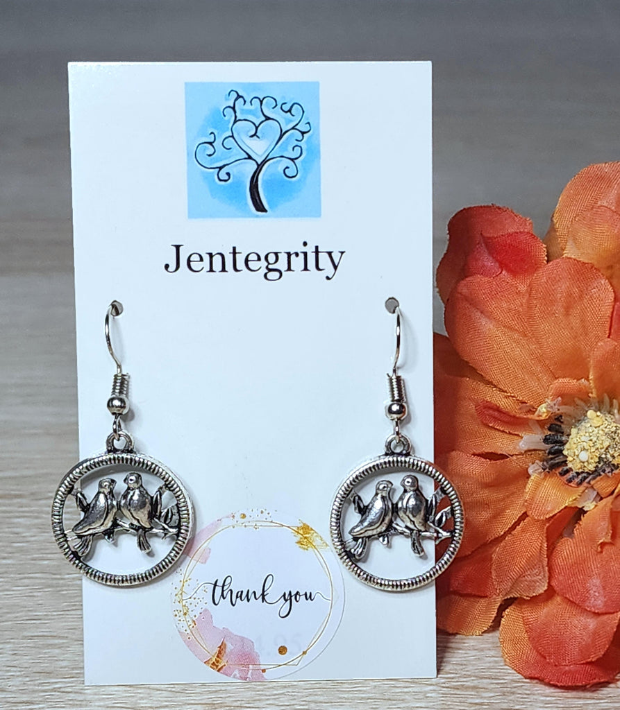 Silver Love Bird Earrings