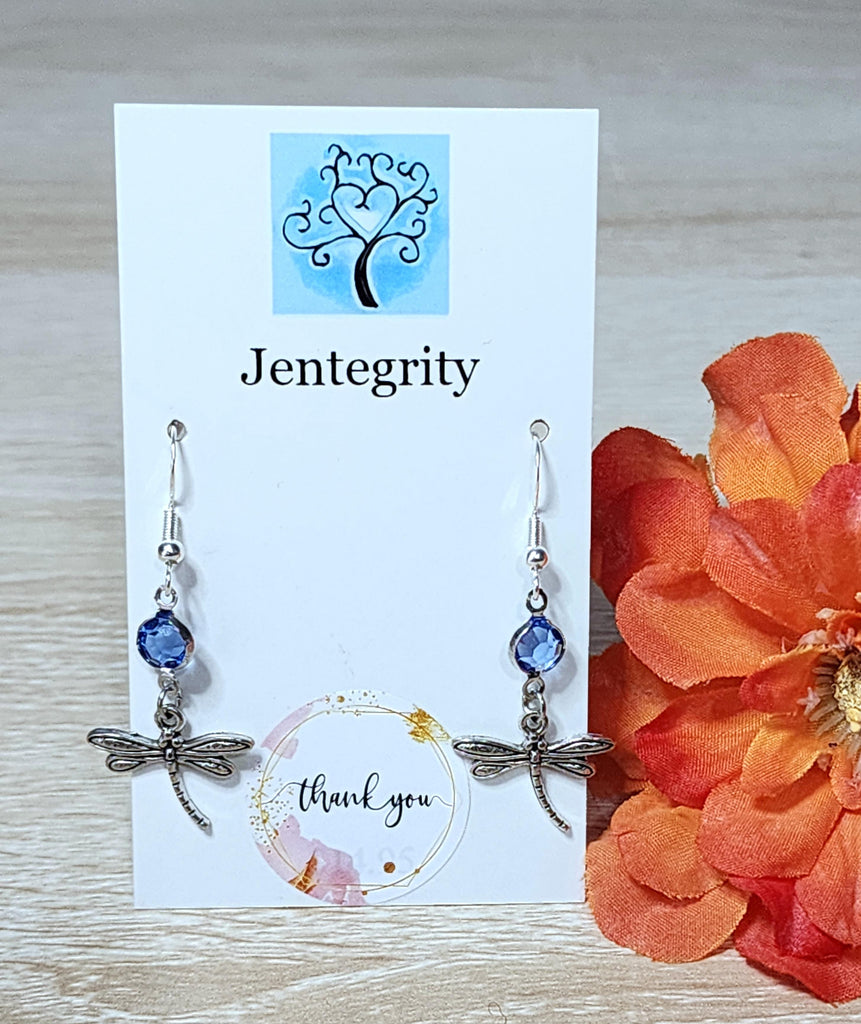 Crystal Blue Dragonfly Earrings