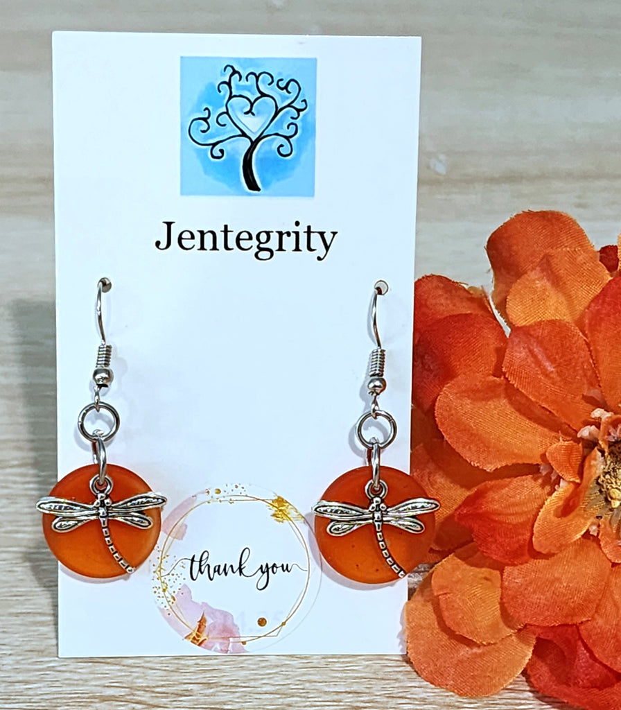 Sea Glass Dragonfly Earrings