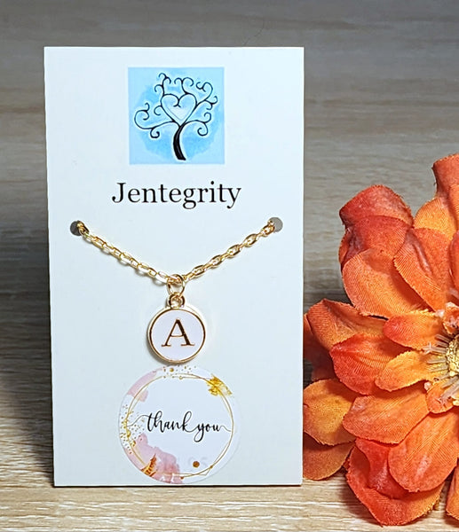 Initial Charm Necklace - White