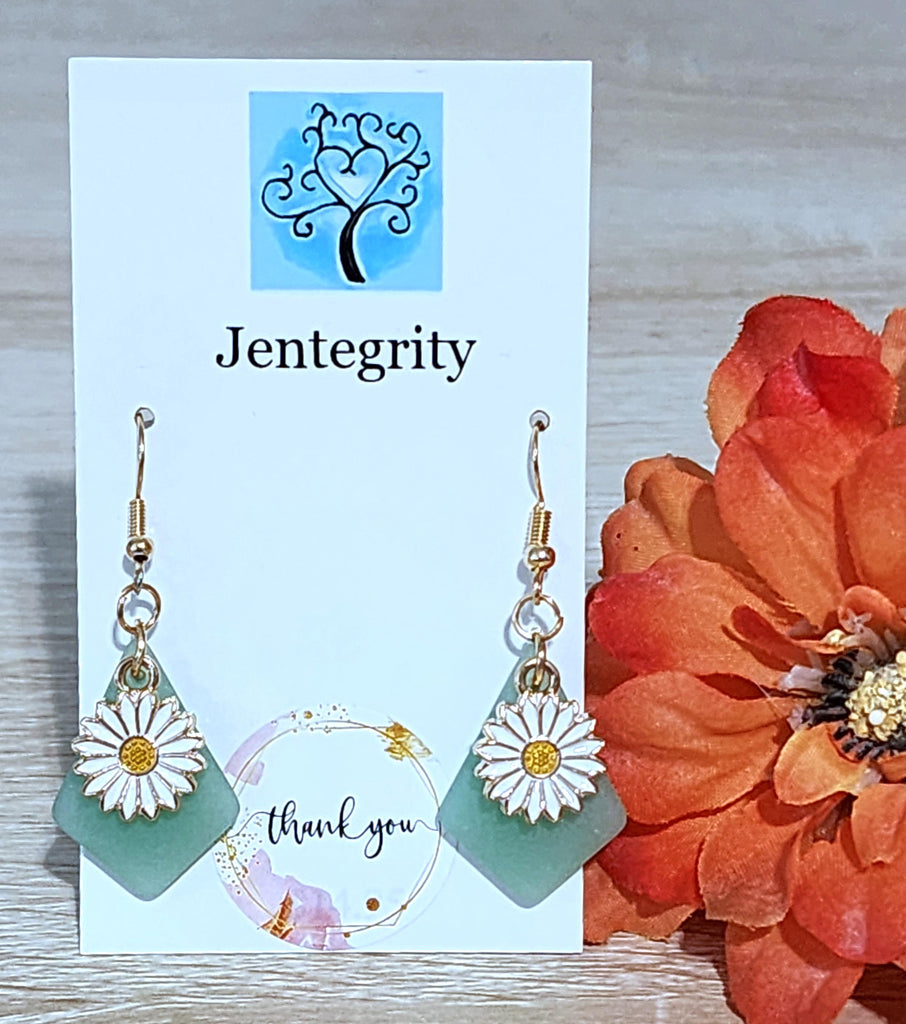 Sea Glass Daisy Earrings