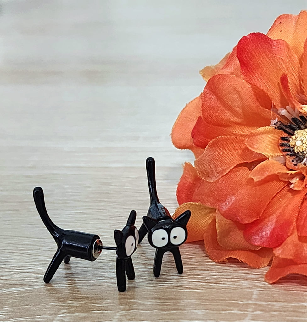 Black Cat Stud Earrings