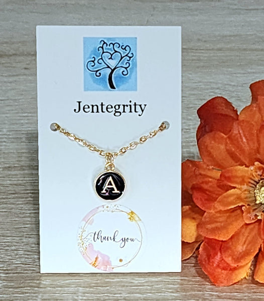 Initial Charm Necklace - Black