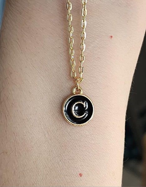 Initial Charm Necklace - Black