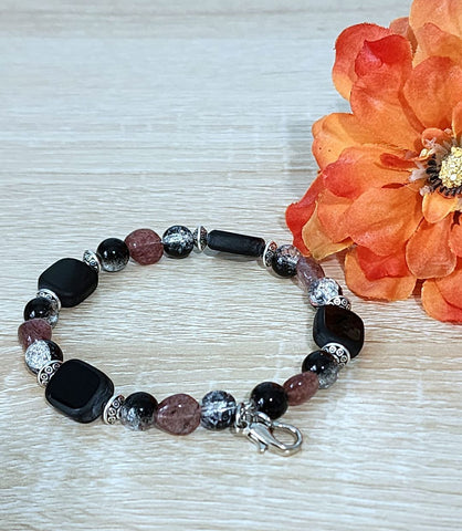 Dark Strawberry Quartz Bracelet