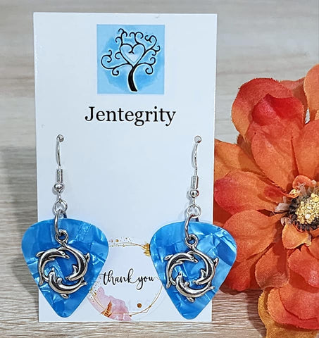 Dolphin Guitar Pick Earrings