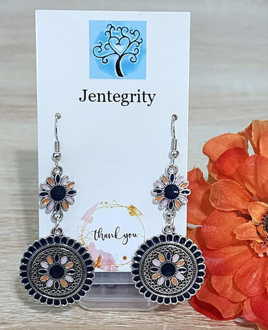 Blue Mandala Drop Earrings