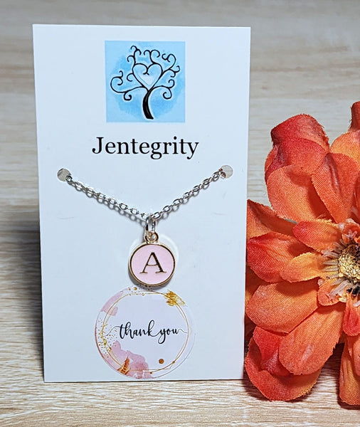 Initial Charm Necklace - Pink