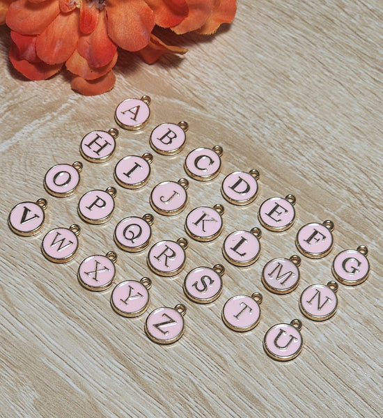 Initial Charm Necklace - Pink