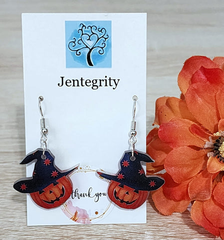 Pumpkin Witch Earrings