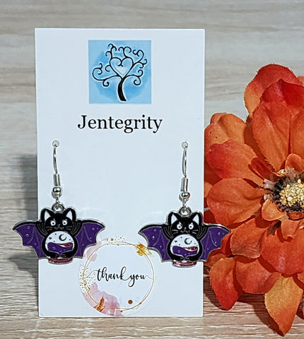 Purple Bat Earrings