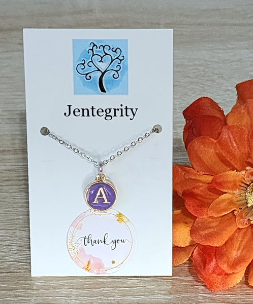 Initial Charm Necklace - Purple