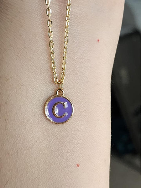 Initial Charm Necklace - Purple