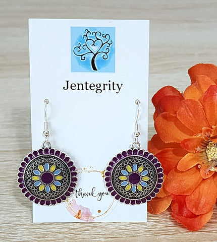 Purple Mandala Earrings