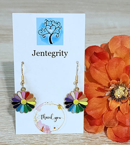 Rainbow Flower Earrings