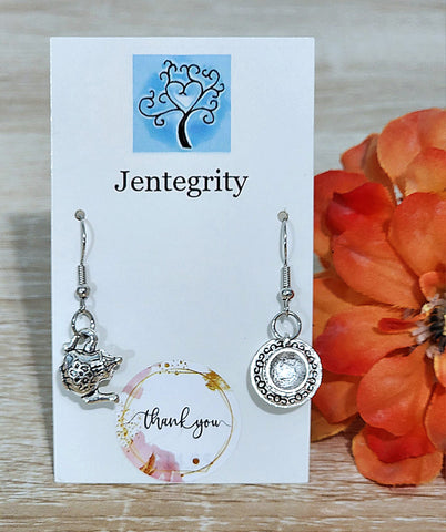 Silver Teapot and Cup Earrings