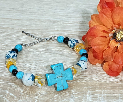 Turquoise Cross Bracelet