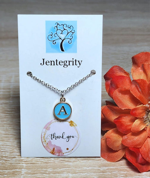 Initial Charm Necklace - Turquoise