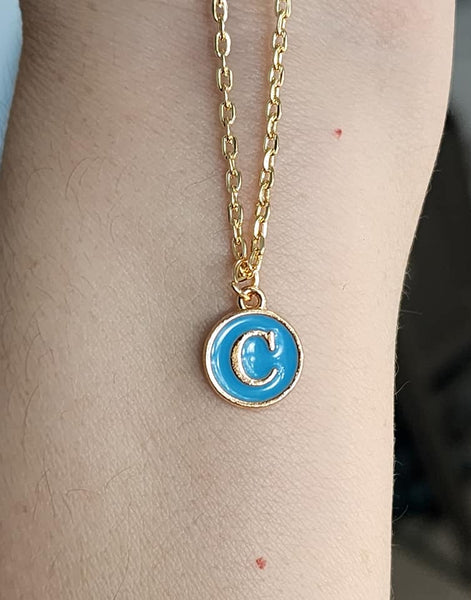 Initial Charm Necklace - Turquoise